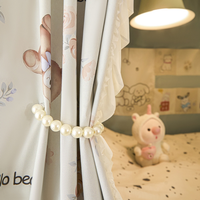 91家纺网 家纺一手货源 找家纺 世婕 2025新款防蚊帐纱植绒遮光帘二合一双层学生蚊帐系列-提花款 提花款-多多熊