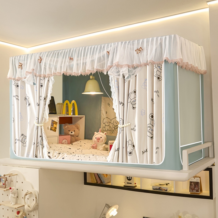 世婕 2025新款防蚊帐纱植绒遮光帘二合一双层学生蚊帐系列-提花款 提花款-眼睛熊