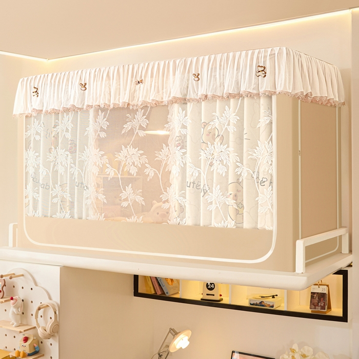 91家纺网 家纺一手货源 找家纺 世婕 2025新款防蚊帐纱植绒遮光帘二合一双层学生蚊帐系列-提花款 提花款-小卡皮巴拉