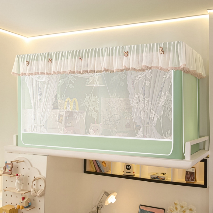 91家纺网 家纺一手货源 找家纺 世婕 2025新款防蚊帐纱植绒遮光帘二合一双层学生蚊帐系列-提花款 提花款-熊猫