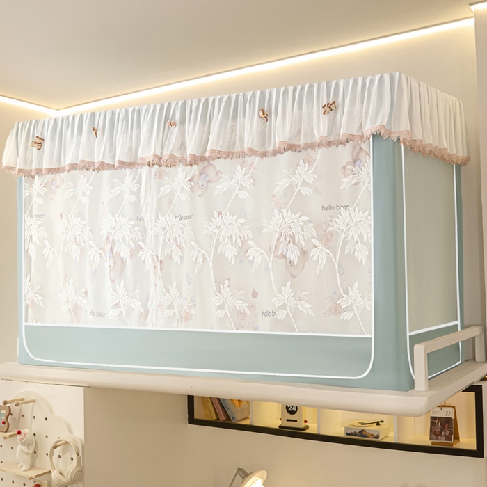 91家纺网 家纺一手货源 找家纺 世婕 2025新款防蚊帐纱植绒遮光帘二合一双层学生蚊帐系列-提花款 提花款-多多熊