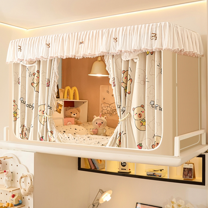 世婕 2025新款防蚊帐纱植绒遮光帘二合一双层学生蚊帐系列-提花款 提花款-小卡皮巴拉