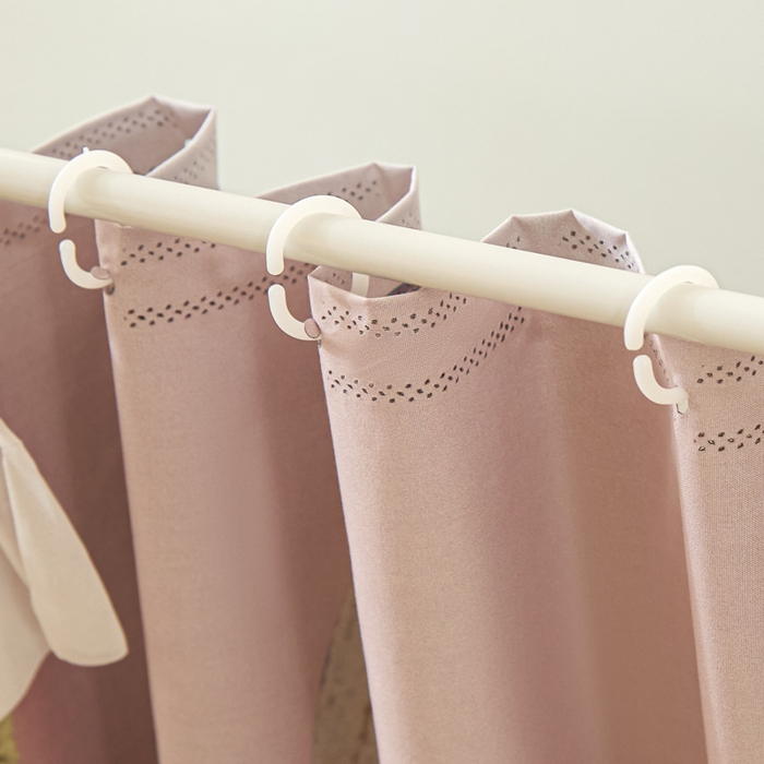 91家纺网 家纺一手货源 找家纺 世婕 2025新款防蚊帐纱植绒遮光帘二合一双层学生蚊帐系列-提花款 提花款-粉草莓兔