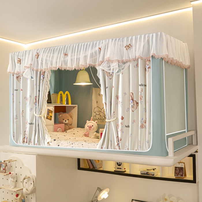 世婕 2025新款防蚊帐纱植绒遮光帘二合一双层学生蚊帐系列-提花款 提花款-多多熊