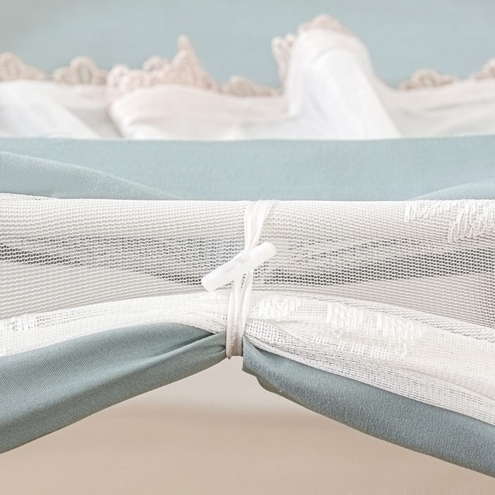 91家纺网 家纺一手货源 找家纺 世婕 2025新款防蚊帐纱植绒遮光帘二合一双层学生蚊帐系列-提花款 提花款-水兰