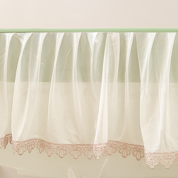 91家纺网 家纺一手货源 找家纺 世婕 2025新款防蚊帐纱植绒遮光帘二合一双层学生蚊帐系列-提花款 提花款-抹茶绿