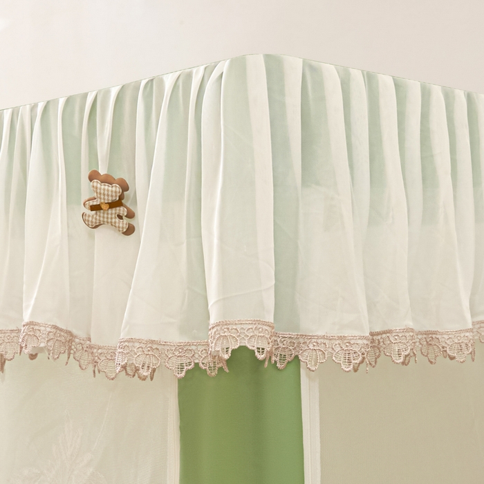 91家纺网 家纺一手货源 找家纺 世婕 2025新款防蚊帐纱植绒遮光帘二合一双层学生蚊帐系列-提花款 提花款-抹茶绿