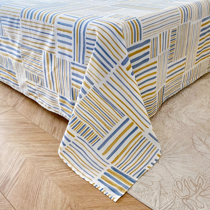 91家纺网 家纺一手货源 找家纺 小叮当家纺仓储工厂店 （爆款花型 长期款 不断货）2025新款小清新印花条纹卡通花卉纯棉全棉单品系列--单床单 条纹时代