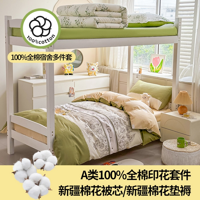 91家纺网 家纺一手货源 找家纺 西域种棉人·千百笠 2025新款全棉纯棉六件套大学生宿舍100%新疆棉花被子被褥一整套枕头床垫三件套 魔法花园