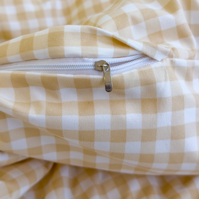 91家纺网 家纺一手货源 找家纺 蓝冰家纺 2025新款学生水洗棉宿舍上下铺三件套 深黄格子