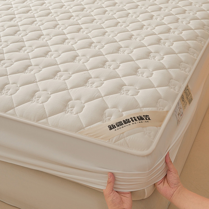 91家纺网 家纺一手货源 找家纺 （总）西域种棉人·千百笠 2025新款A类抗菌100%新疆棉花填充夹棉纯棉床笠母婴级床笠单件床罩保护罩套全