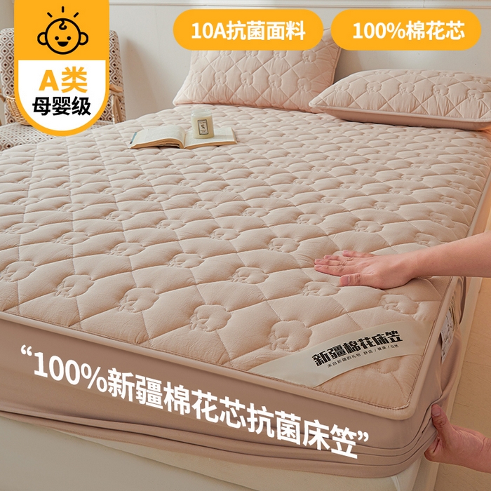 91家纺网 家纺一手货源 找家纺 （总）西域种棉人·千百笠 2025新款A类抗菌100%新疆棉花填充夹棉纯棉床笠母婴级床笠单件床罩保护罩套全