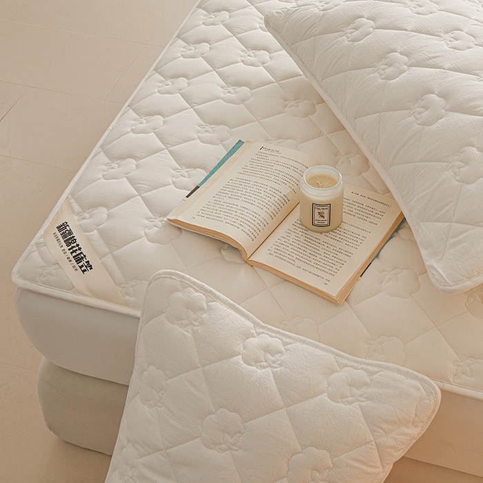 91家纺网 家纺一手货源 找家纺 西域种棉人·千百笠 2025新款A类抗菌100%新疆棉花填充夹棉纯棉床笠母婴级床笠单件床罩保护罩套全 娴雅床笠-白