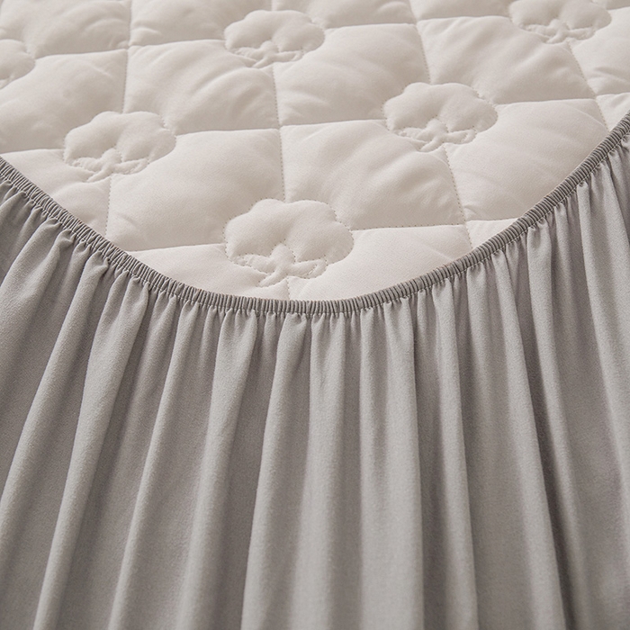 91家纺网 家纺一手货源 找家纺 西域种棉人·千百笠 2025新款A类抗菌100%新疆棉花填充夹棉纯棉床笠母婴级床笠单件床罩保护罩套全 娴雅床笠-灰