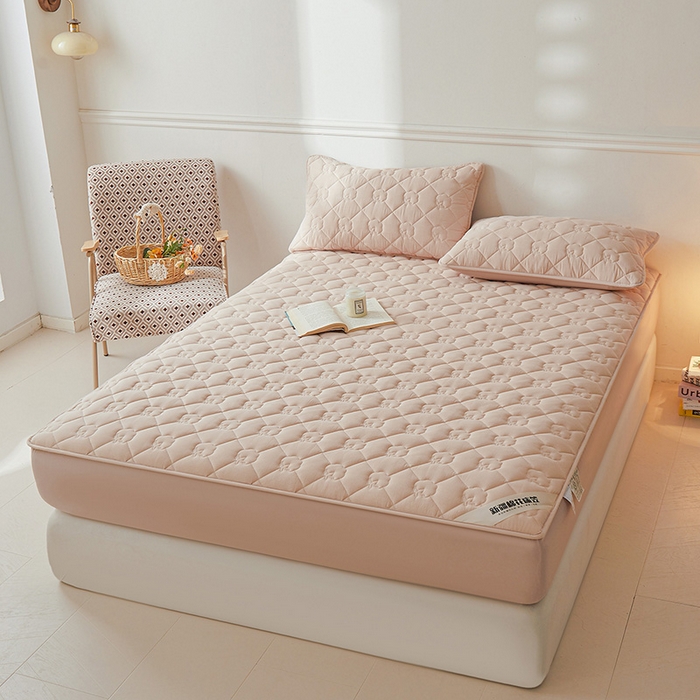 91家纺网 家纺一手货源 找家纺 西域种棉人·千百笠 2025新款A类抗菌100%新疆棉花填充夹棉纯棉床笠母婴级床笠单件床罩保护罩套全 娴雅床笠-咖