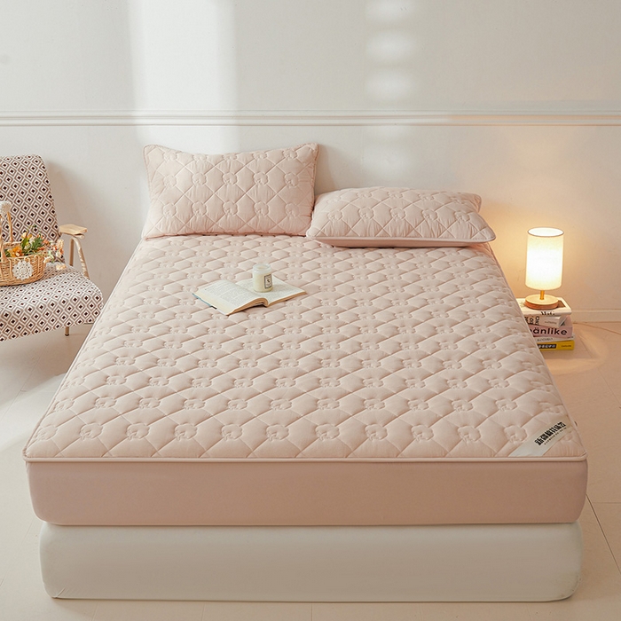 91家纺网 家纺一手货源 找家纺 西域种棉人·千百笠 2025新款A类抗菌100%新疆棉花填充夹棉纯棉床笠母婴级床笠单件床罩保护罩套全 娴雅床笠-咖