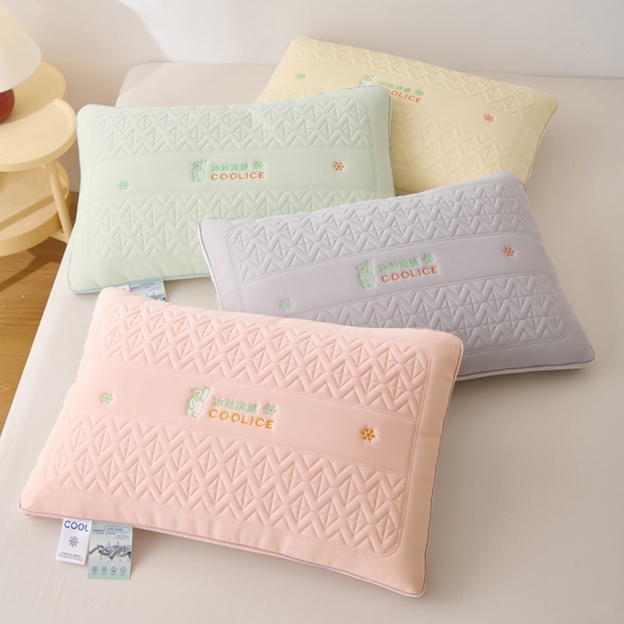 91家纺网 家纺一手货源 找家纺 蝶飞舞 2025新款刺绣冰丝凉感枕头枕芯 粉色 面包枕48*74cm/1000