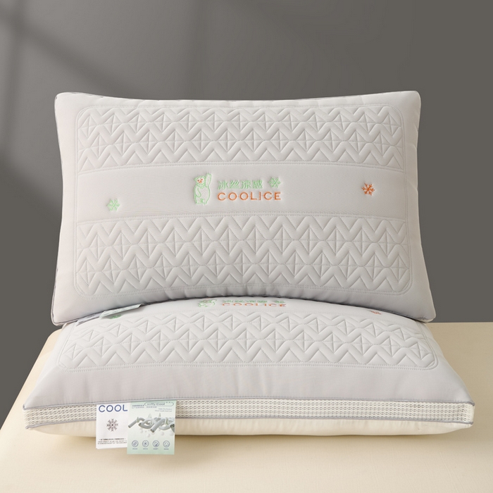 91家纺网 家纺一手货源 找家纺 蝶飞舞 2025新款刺绣冰丝凉感枕头枕芯 灰色 面包枕48*74cm/800g