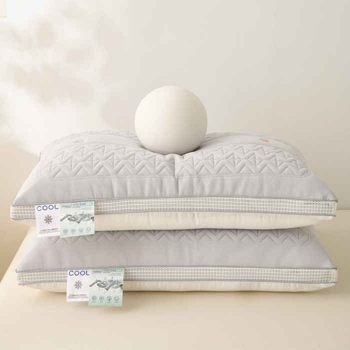 91家纺网 家纺一手货源 找家纺 蝶飞舞 2025新款刺绣冰丝凉感枕头枕芯 灰色 面包枕48*74cm/800g