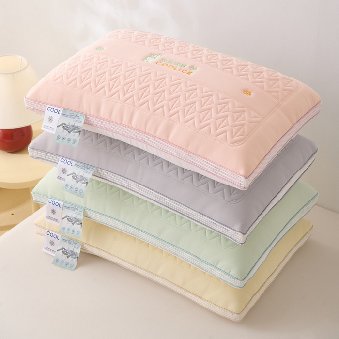 91家纺网 家纺一手货源 找家纺 蝶飞舞 2025新款刺绣冰丝凉感枕头枕芯 粉色 面包枕48*74cm/1000