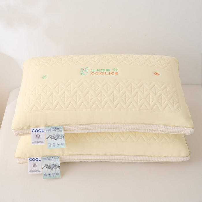 91家纺网 家纺一手货源 找家纺 蝶飞舞 2025新款刺绣冰丝凉感枕头枕芯 黄色 面包枕48*74cm/900g