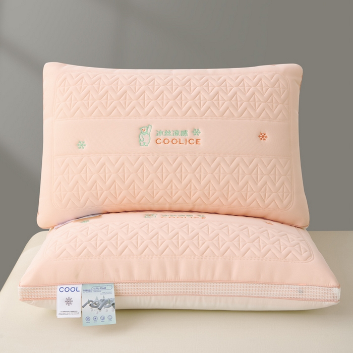 91家纺网 家纺一手货源 找家纺 蝶飞舞 2025新款刺绣冰丝凉感枕头枕芯 粉色 面包枕48*74cm/1000