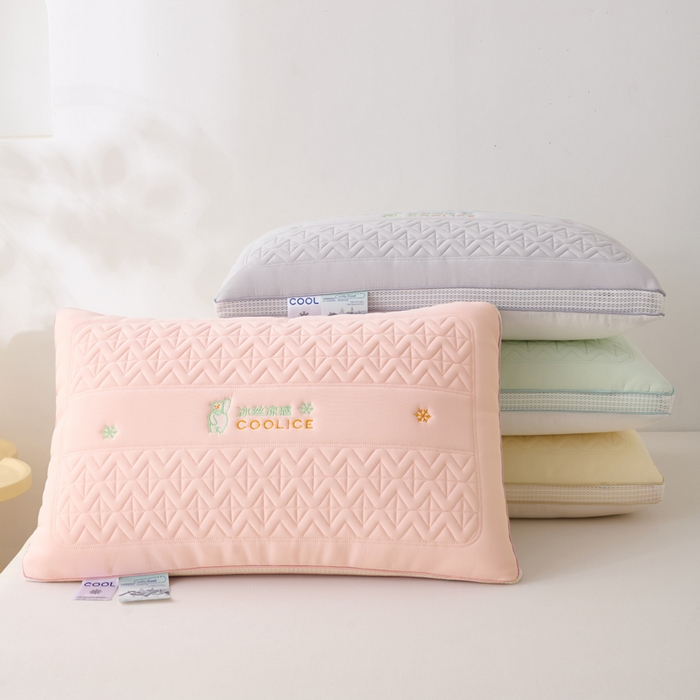 91家纺网 家纺一手货源 找家纺 蝶飞舞 2025新款刺绣冰丝凉感枕头枕芯 绿色 面包枕48*74cm/1000