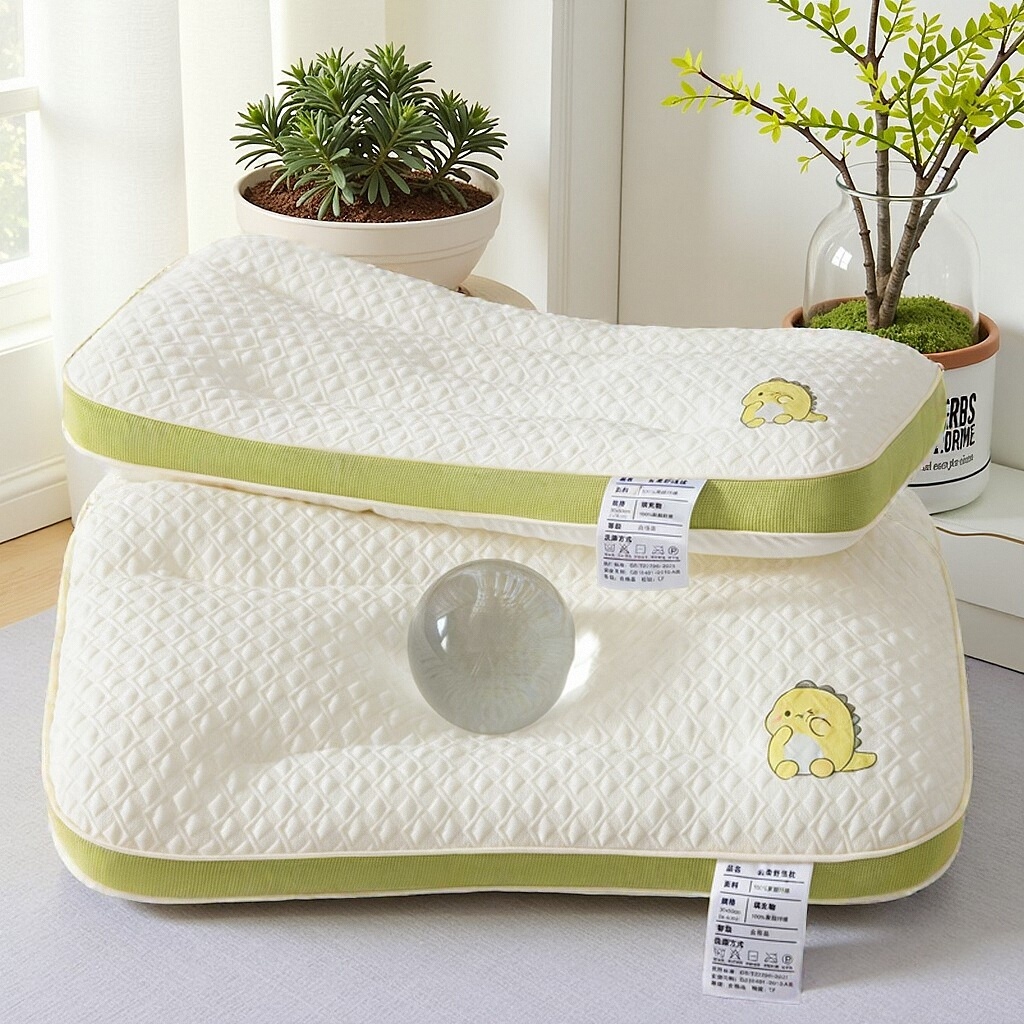 91家纺网 家纺一手货源 找家纺 （总）蝶飞舞 2025新款小恐龙针织舒适款儿童学生款枕头枕芯