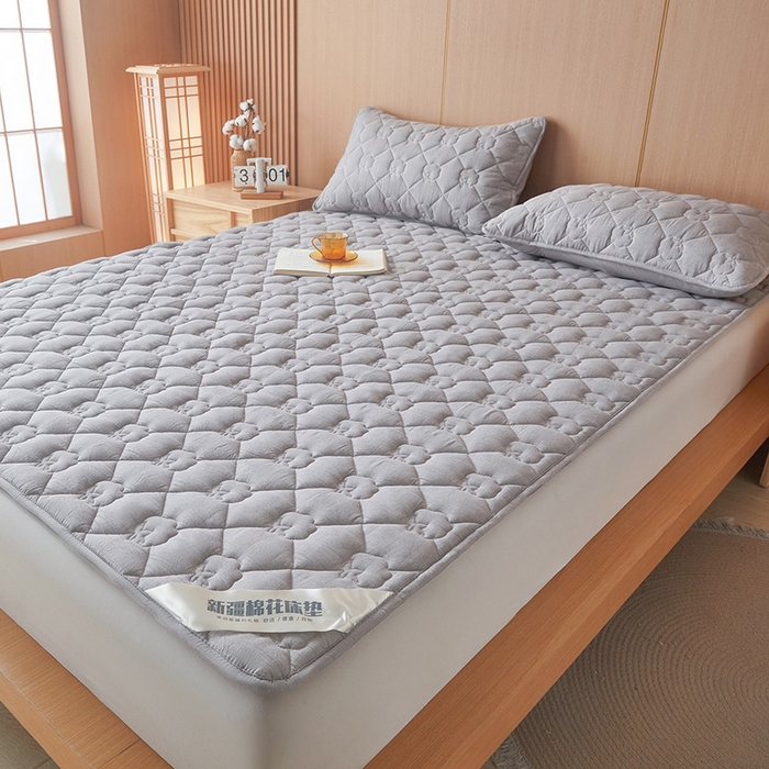 91家纺网 家纺一手货源 找家纺 西域种棉人·千百笠 2025新款A类抗菌100%新疆棉花填充夹棉床垫床护垫软垫床褥子单人双人学生垫 娴雅软垫-灰