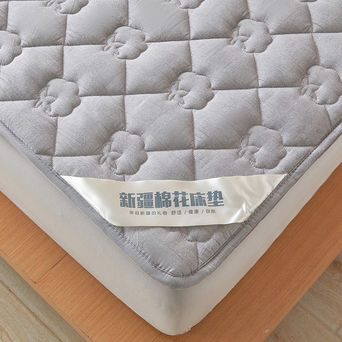 91家纺网 家纺一手货源 找家纺 西域种棉人·千百笠 2025新款A类抗菌100%新疆棉花填充夹棉床垫床护垫软垫床褥子单人双人学生垫 娴雅软垫-灰