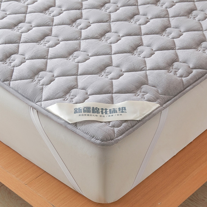 91家纺网 家纺一手货源 找家纺 西域种棉人·千百笠 2025新款A类抗菌100%新疆棉花填充夹棉床垫床护垫软垫床褥子单人双人学生垫 娴雅软垫-灰