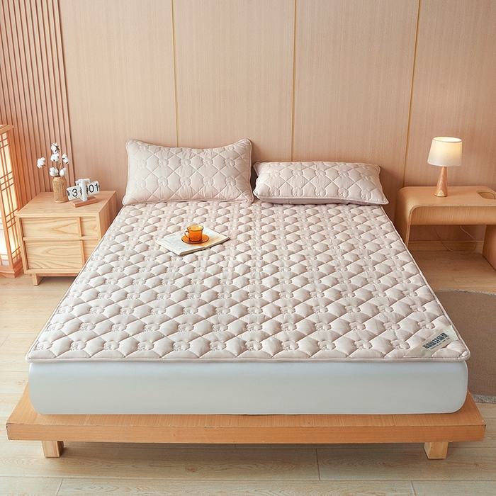 91家纺网 家纺一手货源 找家纺 西域种棉人·千百笠 2025新款A类抗菌100%新疆棉花填充夹棉床垫床护垫软垫床褥子单人双人学生垫 娴雅软垫-咖