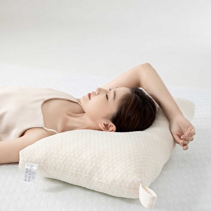 91家纺网 家纺一手货源 找家纺 蝶飞舞 2025新款记忆棉水立方保健舒睡枕头枕芯 米色 40*65cm