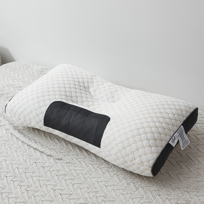 91家纺网 家纺一手货源 找家纺 蝶飞舞 2025新款spa针织棉3D按摩枕助睡眠枕头枕芯 米色 48*74cm/900g