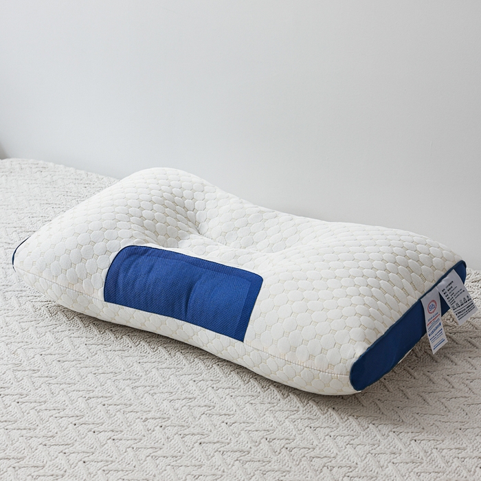 91家纺网 家纺一手货源 找家纺 蝶飞舞 2025新款spa针织棉3D按摩枕助睡眠枕头枕芯 蓝色 48*74cm/1000