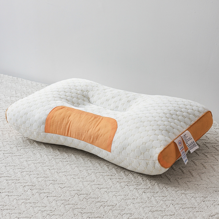 91家纺网 家纺一手货源 找家纺 蝶飞舞 2025新款spa针织棉3D按摩枕助睡眠枕头枕芯 橙色 48*74cm/900g