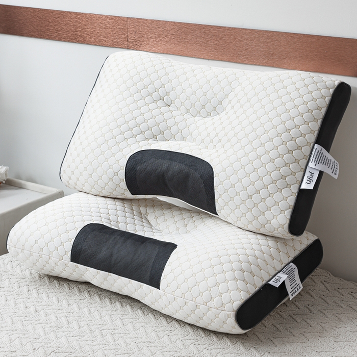 91家纺网 家纺一手货源 找家纺 蝶飞舞 2025新款spa针织棉3D按摩枕助睡眠枕头枕芯 米色 48*74cm/1000