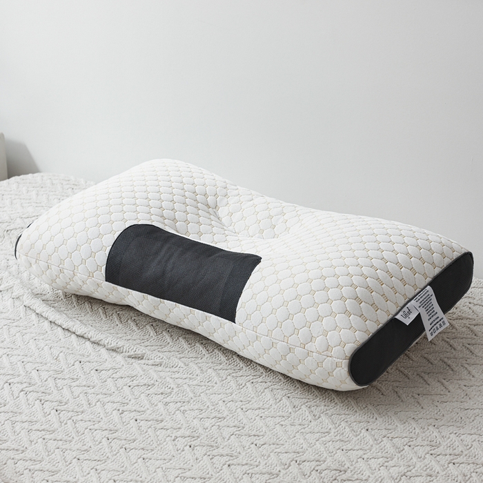 91家纺网 家纺一手货源 找家纺 蝶飞舞 2025新款spa针织棉3D按摩枕助睡眠枕头枕芯 米色 48*74cm/1000