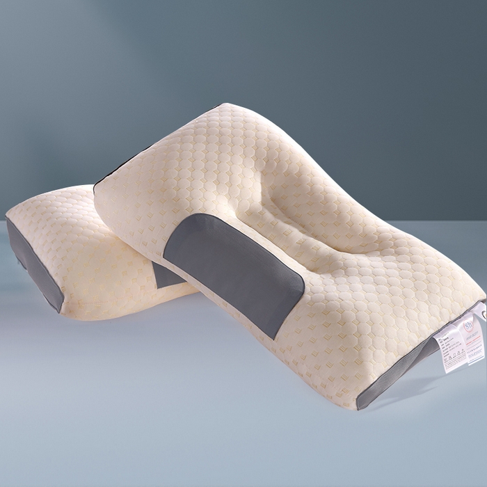 91家纺网 家纺一手货源 找家纺 蝶飞舞 2025新款spa针织棉3D按摩枕助睡眠枕头枕芯 米色 48*74cm/1000