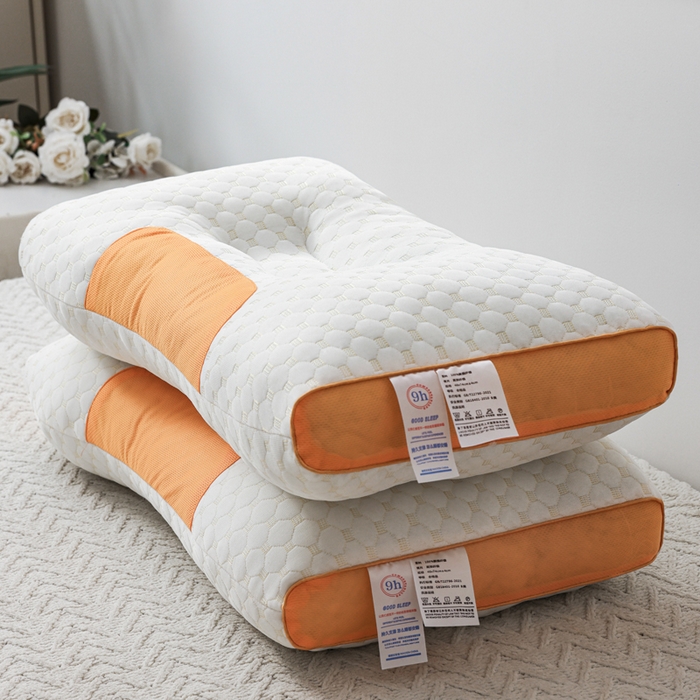 蝶飞舞 2025新款spa针织棉3D按摩枕助睡眠枕头枕芯 橙色 48*74cm/800g