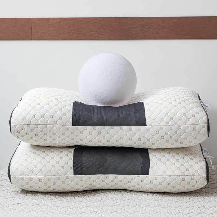 91家纺网 家纺一手货源 找家纺 蝶飞舞 2025新款spa针织棉3D按摩枕助睡眠枕头枕芯 米色 48*74cm/1000