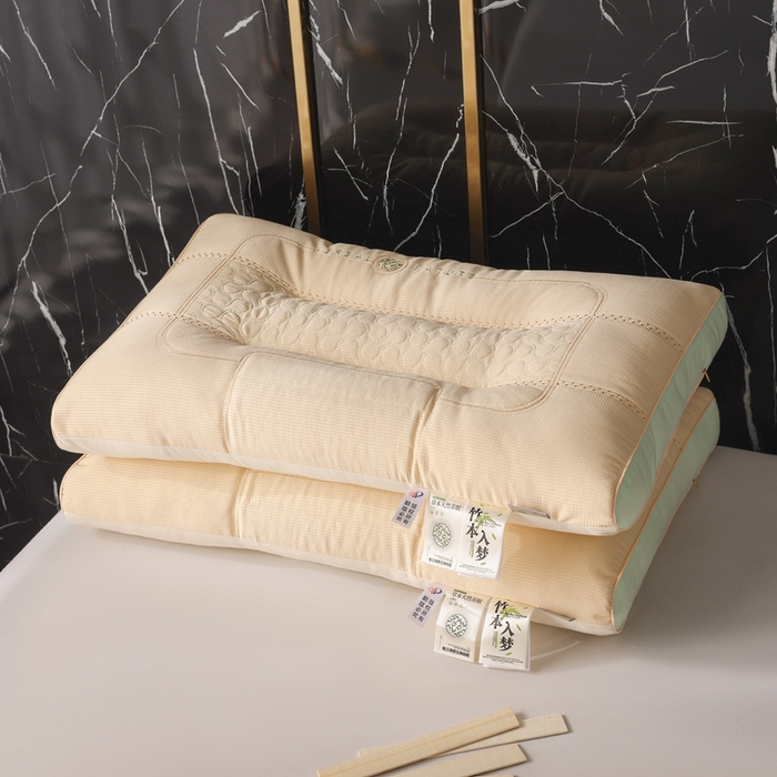 91家纺网 家纺一手货源 找家纺 蝶飞舞 2025新款云端护颈竹本入梦定型枕头枕芯 米灰色 48*74cm/1000g