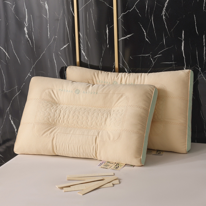 91家纺网 家纺一手货源 找家纺 蝶飞舞 2025新款云端护颈竹本入梦定型枕头枕芯 米白色 48*74cm/900g