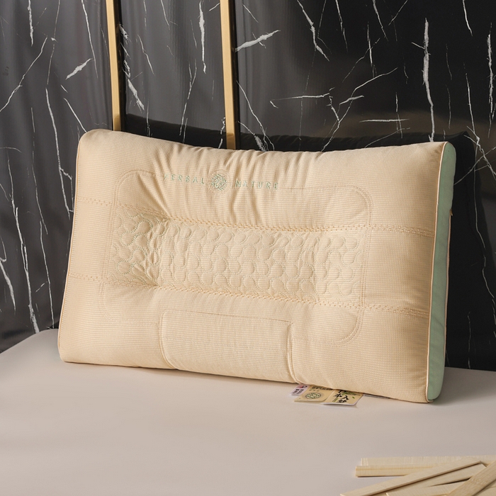 91家纺网 家纺一手货源 找家纺 蝶飞舞 2025新款云端护颈竹本入梦定型枕头枕芯 米灰色 48*74cm/1000g