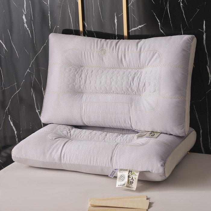 蝶飞舞 2025新款云端护颈竹本入梦定型枕头枕芯 米灰色 48*74cm/900g