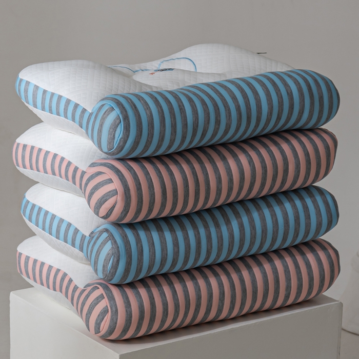 91家纺网 家纺一手货源 找家纺 蝶飞舞 2025新款针织刺绣情侣款猫咪枕头枕芯 护颈粉色 48*74cm/1000g