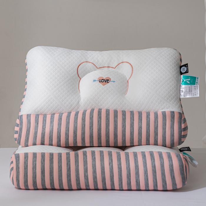 91家纺网 家纺一手货源 找家纺 蝶飞舞 2025新款针织刺绣情侣款猫咪枕头枕芯 护颈蓝色 48*74cm/1000g