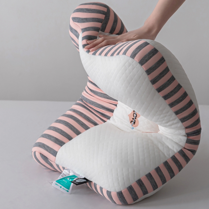 91家纺网 家纺一手货源 找家纺 蝶飞舞 2025新款针织刺绣情侣款猫咪枕头枕芯 护颈蓝色 48*74cm/900g