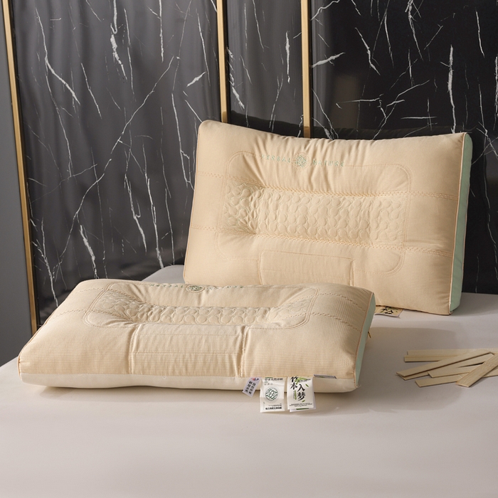 91家纺网 家纺一手货源 找家纺 蝶飞舞 2025新款云端护颈竹本入梦定型枕头枕芯 米白色 48*74cm/1000g