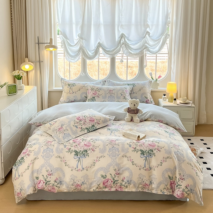 91家纺网 家纺一手货源 找家纺 西域种棉人·千百笠 2025新款全棉纯棉大学生宿舍100%新疆棉花被子被褥一整套枕头床垫三件套六件套 古典花束